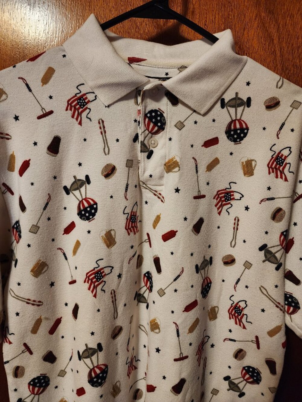 Men's Small Croft & Barrow Sport White Patriotic 4th Of July SS Polo Shirt